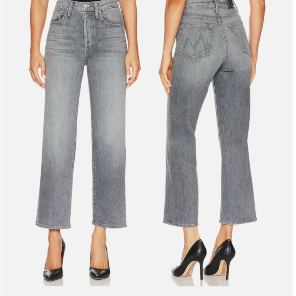 MOTHER Women's Cropped Straight-Leg Jeans in Grey